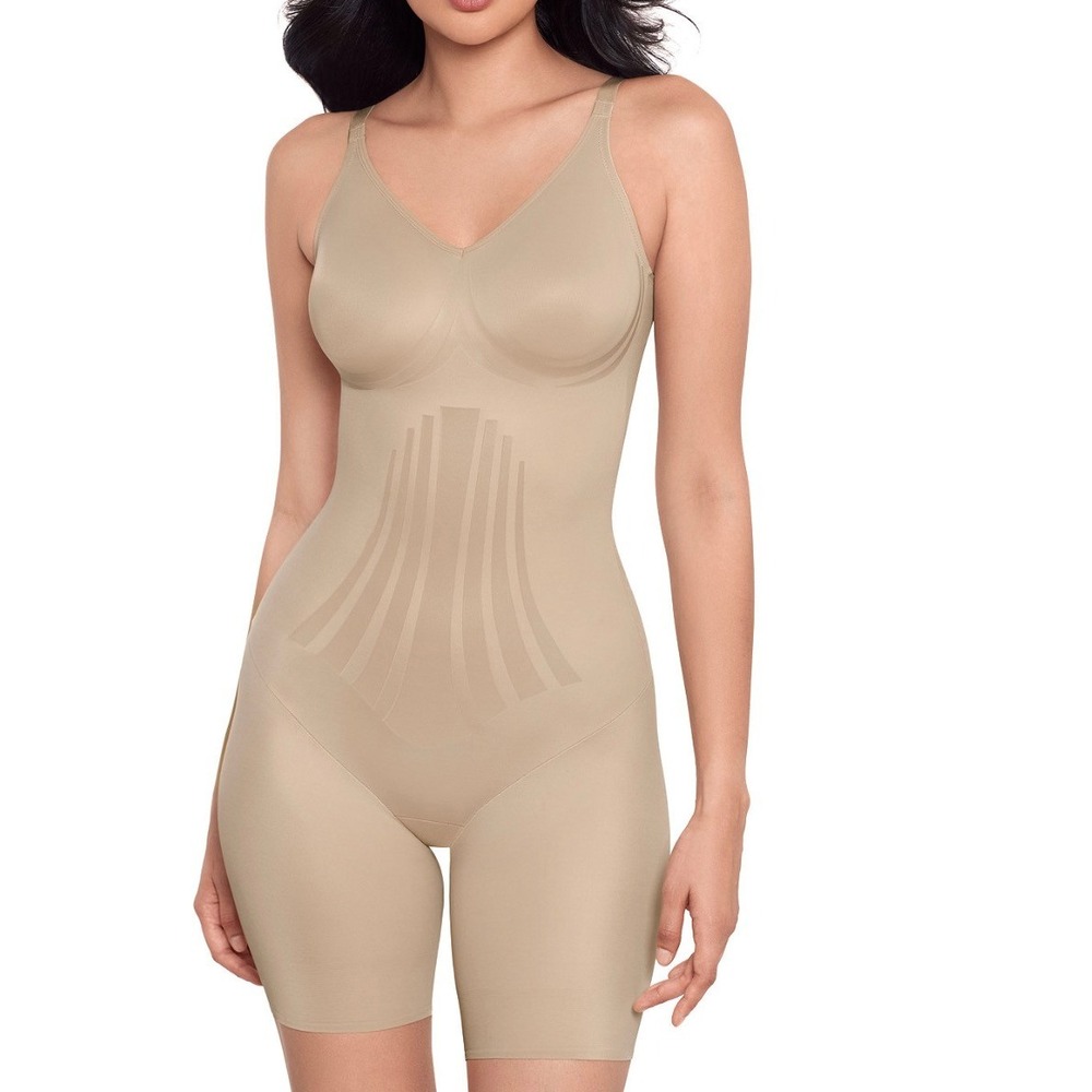 Miraclesuit Modern Miracle Thigh Slimmer Bodysuit 2562 Warm Beige XL NEW